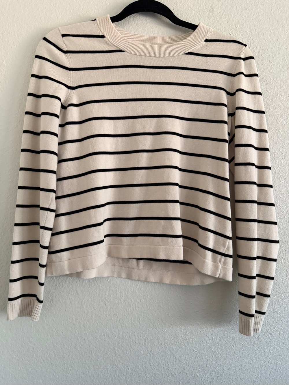 State Of Cotton NYC Sweater Crewneck Striped Cream Black Preppy Quite Luxury